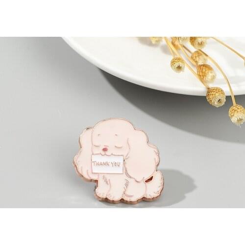 Dog A Letter of Gratitude “Thank You” Brooch Dog Cartoon Hard Enamel Pin Badge Gift for Friends Pet Lovers Jewelry Wholesale