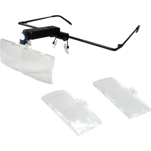 1.5X 2.5X 3.5X Illuminated LED Magnifier Headband Magnifying Glass With LED Lights Eyeglasses Loupe for Lash Extension