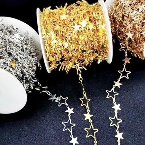 1 Meter Star Chains Rhodium Gold Plated Chains Metal Copper Necklace Chain For Bracelet Jewelry Making Supplies Accessories DIY