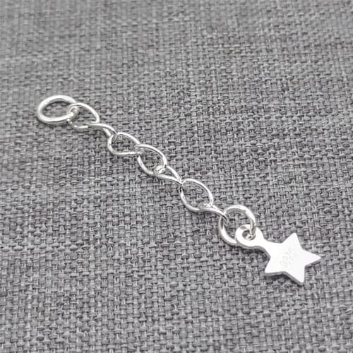 12pcs of 925 Sterling Silver Star Chain Charm Pentagram Chain Extension Extender