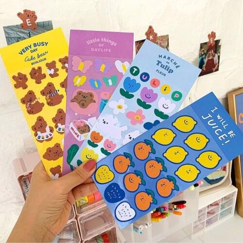 2Pages Cartoon Bear Lemon Removable Sticker Cute Sticker DIY Luggage Post Computer Sticker Laptop Bag Cup Accessory