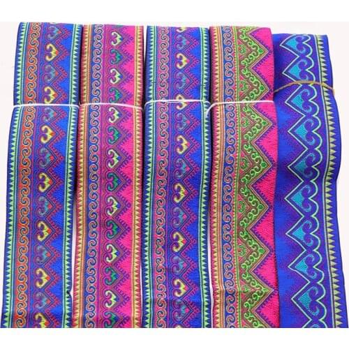 5yards cross stitch embroidery jacquard webbing lace trim 5cm dress collar ribbon tape ethnic tribal nepal thai india boho DIY