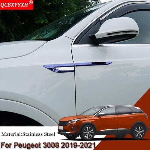 Car Styling Car Side Leaf Plate Decoration Sequins Leaf Board Side Label Stickers Auto Accessories For Peugeot 3008 2019-2021