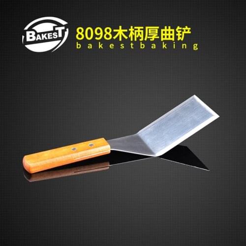 BAKEST Stainless Steel Thick Curve Cake Shovel With Wooden Handle Pizza Pie Spatula