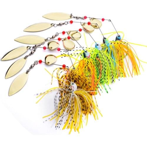 HiUmi 6 pcs Mini Fishing Hard Spinner Lure Spinnerbait Pike Bass Metal Lure