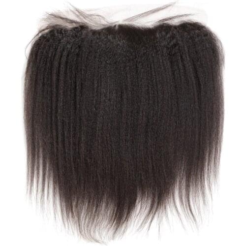 Brazilian 100% Human Hair 13*4 Lace Frontal Closure Kinky Straight Hair Frontal Bleached Knots Baby Hair Pre Pluched