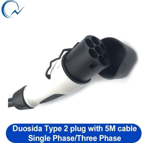 Duosida 32A IEC62196-2 Type 2 Plug Power Supply Side with 5M Cable European Standard IEC 5 pin 7 pin TUV Cable