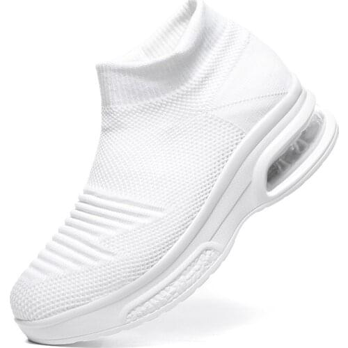 Breathable Mesh White Women Sneakers Air Cushion Woman Running Shoes Slip On Sports Female Athletic Lightwieght Walking Footwear