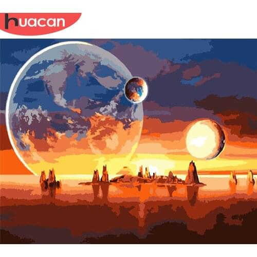 HUACAN DIY Painting By Number Plant Drawing On Canvas Gift Pictures By Numbers Seascape Kits Hand Painted Paintings Home Decor