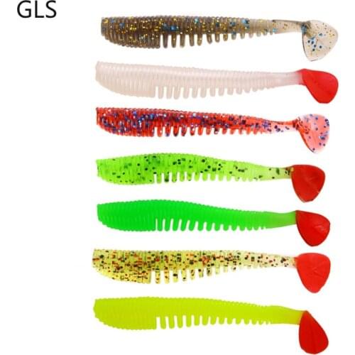 2021 New 10/Pcs 8cm/2.5g Silica Gel Spiral Pattern Soft Lure Worm T-tail Fake Bait Sea Bass Artificial Fishing Accessories