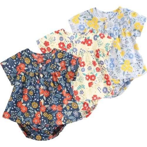 2021 Summer Infant Girls Suit Clothing Short Sleeve Floral Print Toddler Girls Baby Outfit 2pcs Twins Baby Clothes For 0-2y Baby