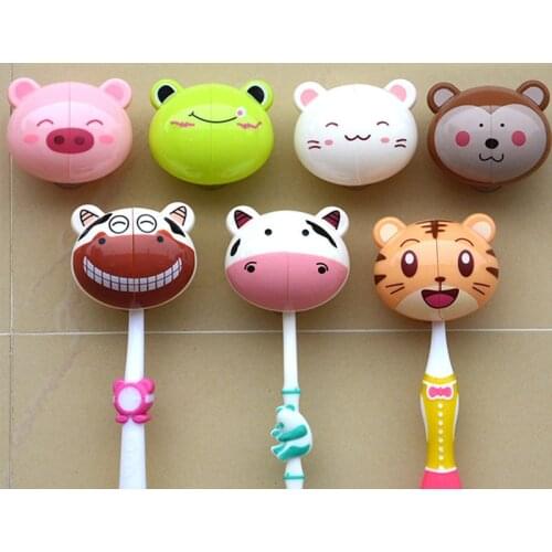 Creative Bathroom Sets Cute Cartoon Random pattern Wall Sucker Travel Toothbrush Holder with Suction Hooks Toothbrush Head Cover