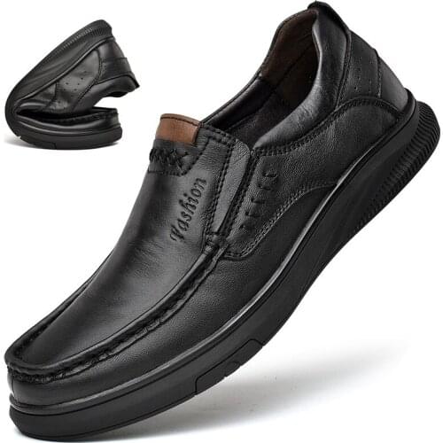 Brand Mens Shoes Slip on Loafers Men Casual Shoes Genuine Leather Casual Footwear Male Comfortable Outdoor Fashion Man Sneakers