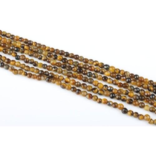 Small Faceted Beads Natural Semi-precious Tigereye Stone Yellow Color Round Beads DIY Bracelet Necklace Jewelry Accessories2.5mm