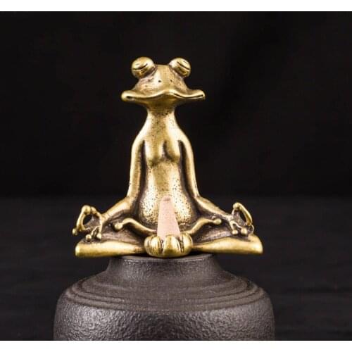 Retro Copperware Incense Socket Household Zen Incense Holder Meditate Frog Ornaments Pure Copper Frog Tea Pet Creative Censer