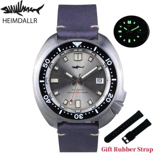 Heimdallr Mens Titanium Turtle 6105 Diver Watch Luminous Marks Sapphire 200M Water Resistance Japan NH35 Automatic Movement