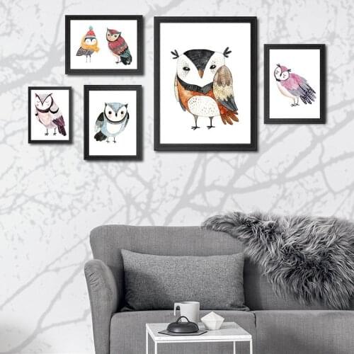 Nordic Owl Cartoon Canvas Painting Dropshipping Wall Pictures for Living Room Posters and Prints Kids Kindergarten Bedroom Study