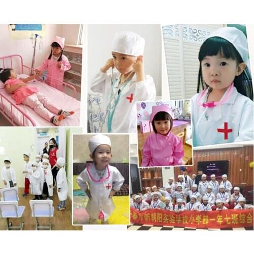 New Halloween Cosplay Baby Boy Girl Work Wear Uniform Cotume Hat Toys Set Childrens Day Cross Clothing for Kids Simulation