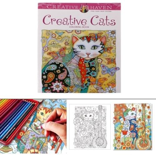 2021 New 24 Pages Creative Cat Coloring Book Kill Time Painting Drawing Book For Children