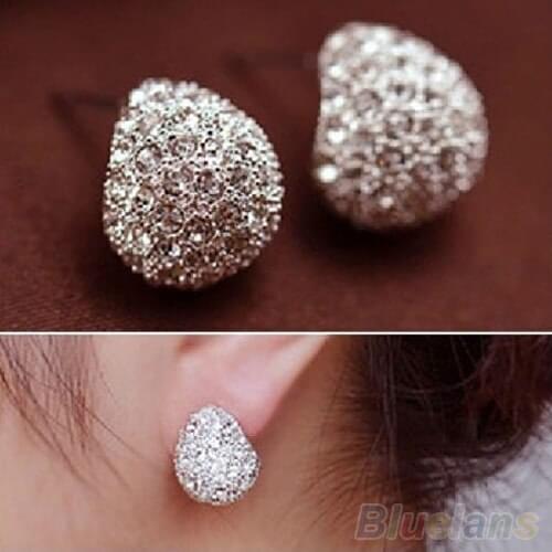 Bluelans Charming Fashion Womens Korean Style Crescent Moon Rhinestone Shining Stud Earrings