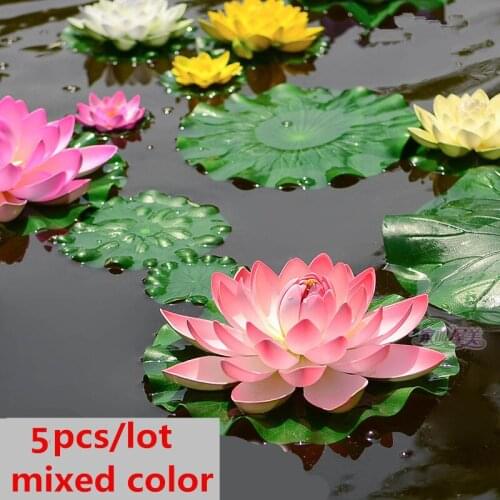 Wholesale 5PCS Floating Artificial Lotus Ornament for Aquarium Fish Tank Pond Water Decoration Flowers Home Decor