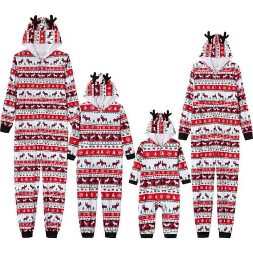 PatPat Mosaic Family Matching Deer Christmas Hooded Onesies Pajamas (Flame Resistant)