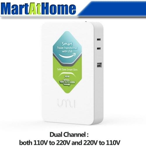 Step Up and Down Voltage Converter 80W, Slim and Light, Smart Convert from 110V to 220V Also 220V to 110V for Worldwide Traveler