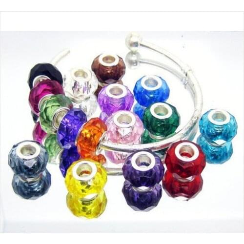 ColorFul lampwork glass beads 100pcs/Lot Glass Crystal Faceted Rondelle Spacer Big Hole Charms Beads For European Bracelet