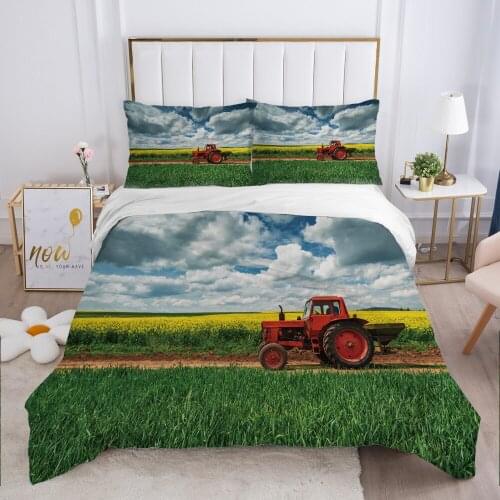 Luxury Duvet cover set Europe Queen King Size 3D Bedding set Print Bed linen Comfortable Quilt cover Bed Set Tractor green