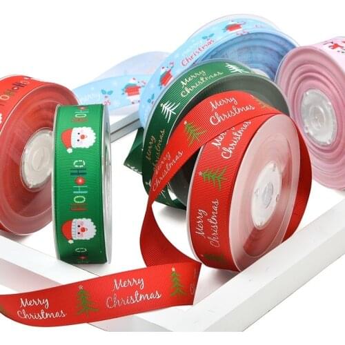 Christmas Series 25mm 5Yards Gift Wrapping Tape Tie Box Packing Belt Baking Polyester Ribbon Hair Bow Sewing