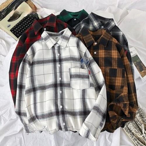 Long Sleeve Red Black Plaid Shirt Men Slim Fit Cotton Casual Shirts Men Clothing Fashion Brand M-3XL 2021 New Spring