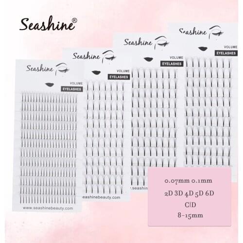 Seashine Cheap False Lashes Premade Fans Russia Volume Lashes 100% Hand Made Long Stem 2D-6D Premade Fans Lashes Extension