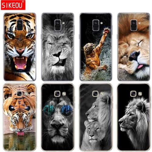 Silicon phone case cover for Samsung Galaxy A6 A8 2018 A3 A310 A5 A510 A7 2016 2017 Lion tiger Fashion Lovely Animal