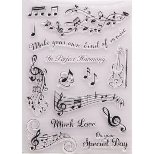 Musical Note Transparent Clear Silicone Stamp Seal DIY Scrapbook Rubber Stencil Coloring Diary Decoration Office School Supplies