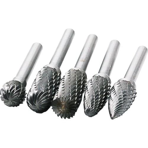 5Pcs/pack 6x10mm Tungsten steel Solid Carbide Burrs Rotary Tool Drill Bit