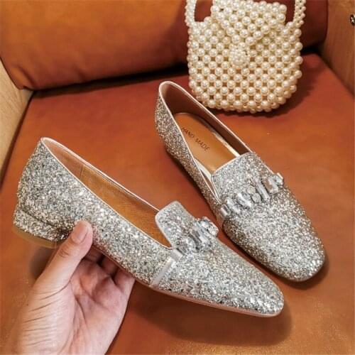 Rhinestone Glitter Women Shoes Flat Autumn New Oxford Shoes For Women Slip On Casual Shoes Woman High Quality