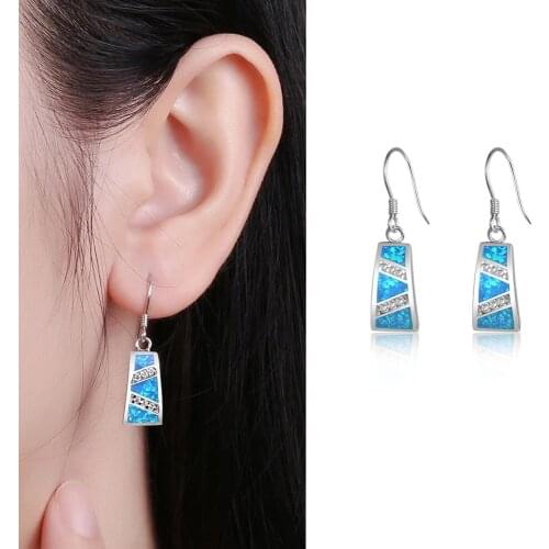 2020 New 925 Sterling Silver Emerald Opal Natural Stone Earrings Ladies Rainbow Long Fashion Women Earrings Fine Jewelry