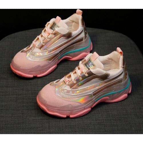 2020 Women Shoes Spring Colorful Shoes Sneakers Women Fashion Retro Platform Shoes Ladies Footwear Breathable Mesh Sneakers
