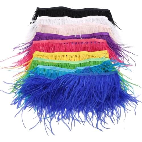 10 Meter Ostrich Feather Trim Fringe Height 8-1CM Feathers For Dresses Clothing Decoration Sewing Crafts Decoration