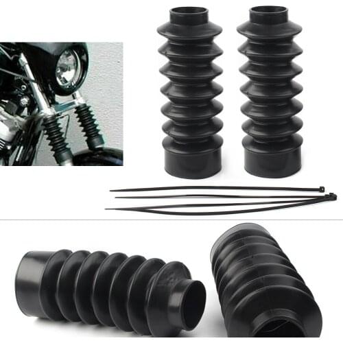 2PCS 39mm Motorcycle Rubber Fork Cover Gaiters Gators Long Boots For Harley Sportster XL883 XL1200 FXD & XL Sportster