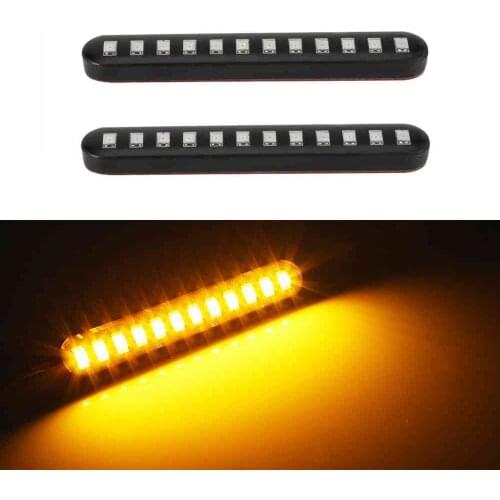 Universal 2Pcs Water Flowing Sequential Mini 12 LED Strips Motorcycle Car Strips LED Turn Signal Light Flasher Amber Maker Lamp