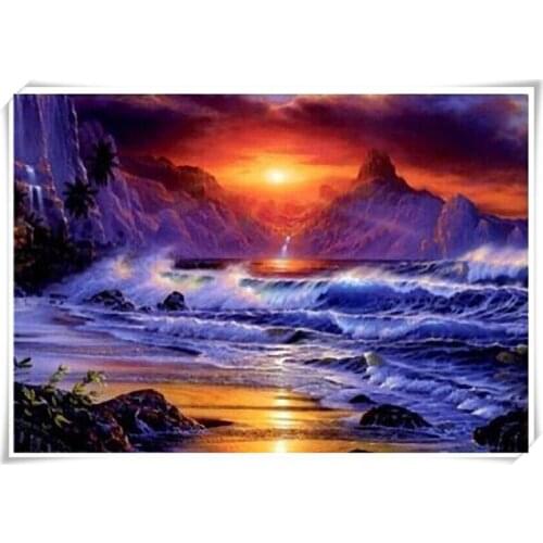 5D diamond embroidery diamond mosaic square cross stich diy diamond painting needlework Sea view in the evening Home Decoration