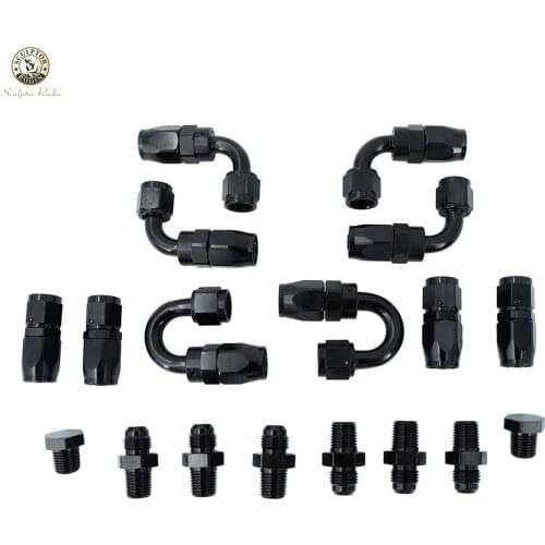 6 AN AN-6 Straight / 90 /180 Degree Aluminum Swivel Hose End Fitting Adapter Oil Fuel Line + NPT PLUG