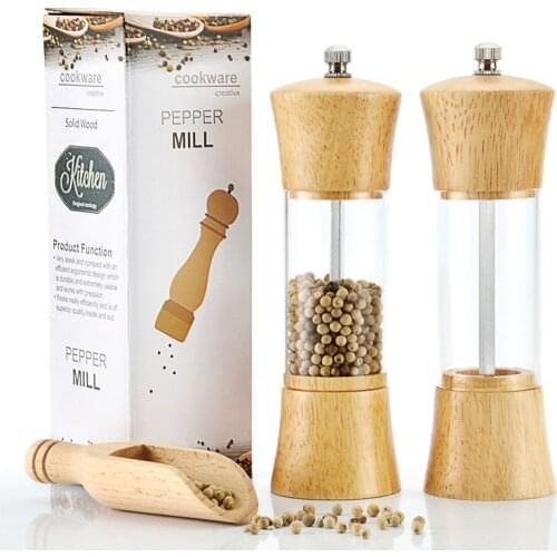 6 Inch Pepper Spice Mill Grinder Acrylic transparent Handheld Seasoning Mills Grinder Spice Milling Machine Cooking BBQ Tools