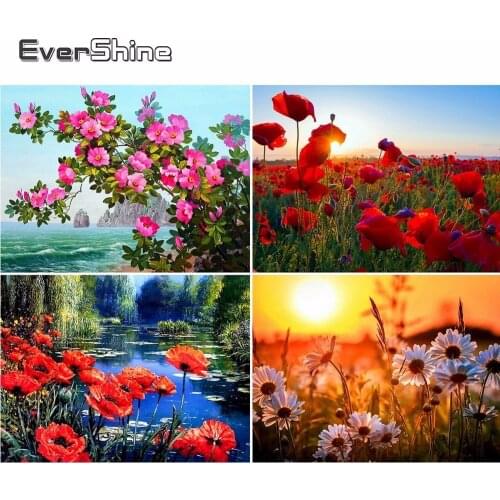 Evershine 5D Diamond Embroidery Full Display Flowers Diamond Painting Scenery Rhinestones Pictures Diamond Mosaic Sale Flower