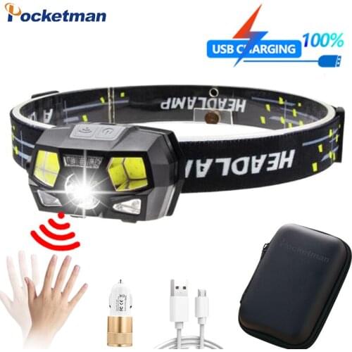 50000Lumens LED Powerful Ultra Bright Headlamp Waterproof Motion Sensor Hard Hat Headlight USB Rechargeable For Camping Fishing