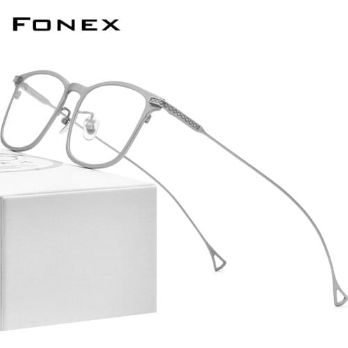 FONEX Pure Titanium Eyeglasses Frame Men 2020 New Prescription Eye Glasses for Men Square Glasses Myopia Optical Eyewear 8523