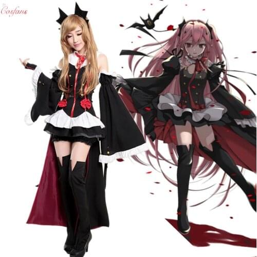 Hot Anime Owari no Seraph (Seraph of the End: Vampire Reign) Krul Tepes Cosplay Costume High Quality Uniforms Dress Full Set