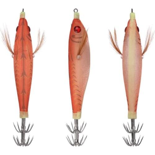 Hot Shrimp Bait Squid Jig 10cm 10g Artificial Wood Shrimps Lure Fishing Squid Hook Cuttlefish Lure Octopus Bait Ice Fishing Bait
