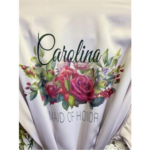 Bride Dressing Gown personalised floral Silky Lace wedding robes get ready peignoir birthday Gift bridesmaid nightdress bathrobe